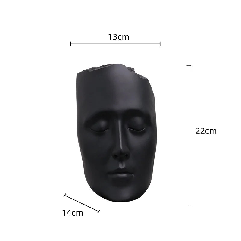 DecorBites™ Golden Mask Resin Abstract Face Sculpture for Home Decoration
