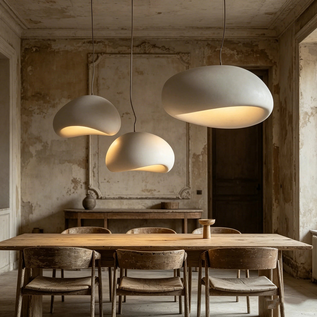Nordic Wabi-Sabi White Or Gray Sculptural Pendant Light