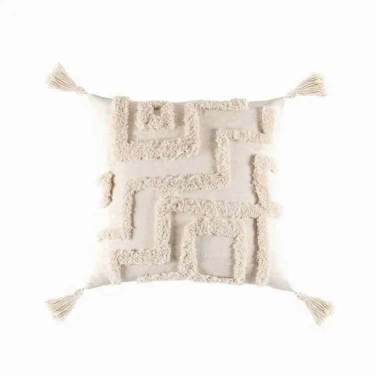 DecorBites™ Geometric Waves Tufted Pillow Covers with Embroidered Tassels