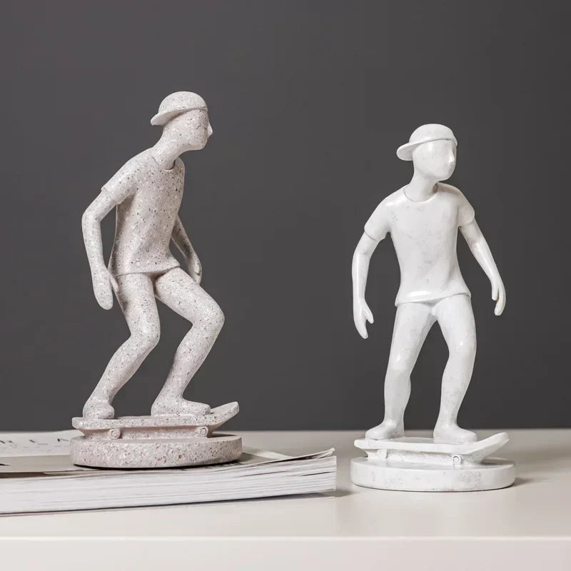 DecorBites™ Abstract Sports Player Sculpture Set Grey/White Figurines Home Decor