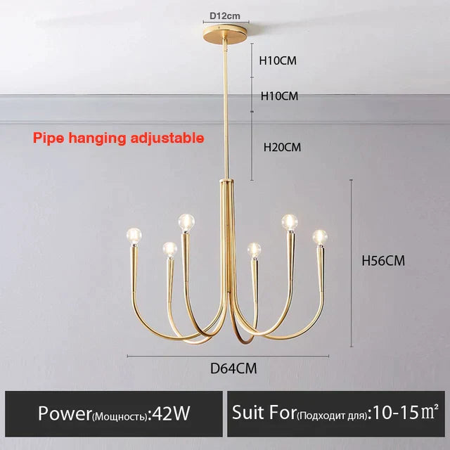 DecorBites™ ثريا ذهبية: إضاءة LED معدنية على الطراز الاسكندنافي الحديث لغرفة المعيشة والمطبخ والمطعم