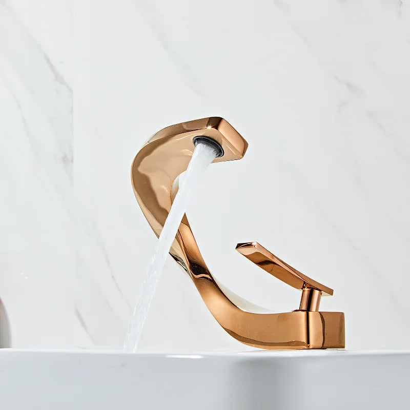 DecorBites™ Black & Gold Basin Faucet: Brushed Gold/Nickel/Chrome Mixer Tap, Hot & Cold Water