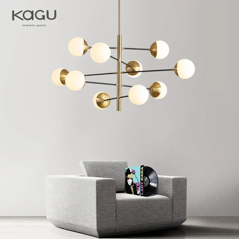 DecorBites™ Golden Glass Magic Bean Chandelier: Modern Luxury for Living Room & Dining Room