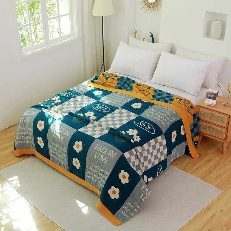 Couverture Serviette en Gaze de Coton DecorBites™ - Jacquard Double Face Teint en Fil pour Adultes et Enfants