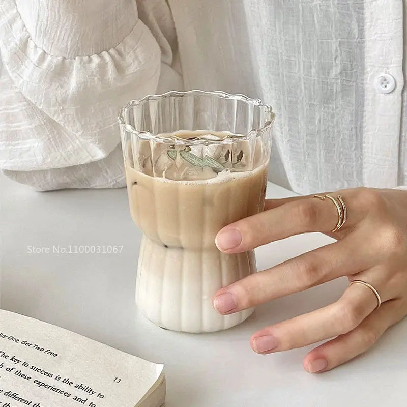 Tasse en verre à rayures résistante à la chaleur DecorBites™ pour la maison et le bureau