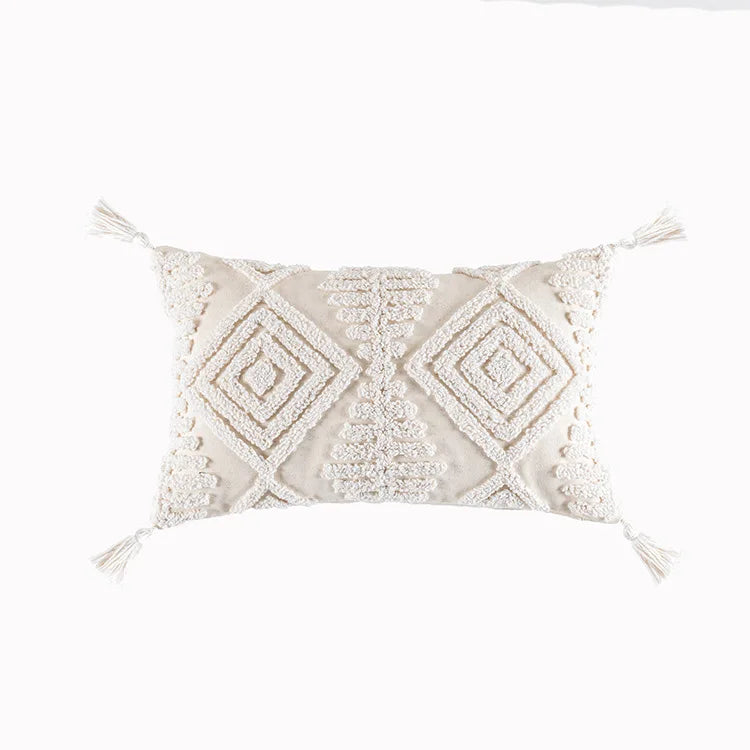 DecorBites™ Geometric Embroidery Cushion Cover with Tassel, Home Decor Pillowcase, Various Sizes