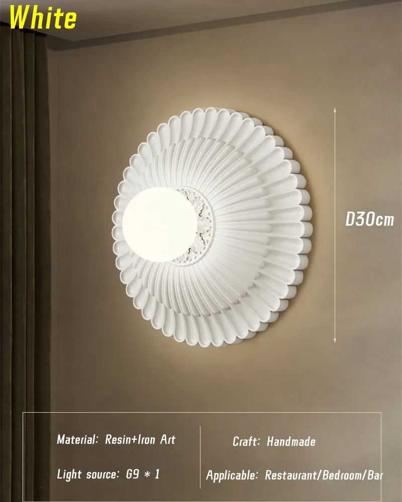 أباجورة حائط DecorBites™ French Cream Wind، مصباح جداري بتصميم ريفي منحوت لغرفة النوم والمعيشة
