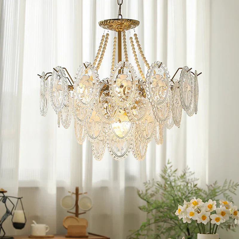 DecorBites™ Glass Dining Room Chandelier: Retro French Style for Living & Master Bedroom