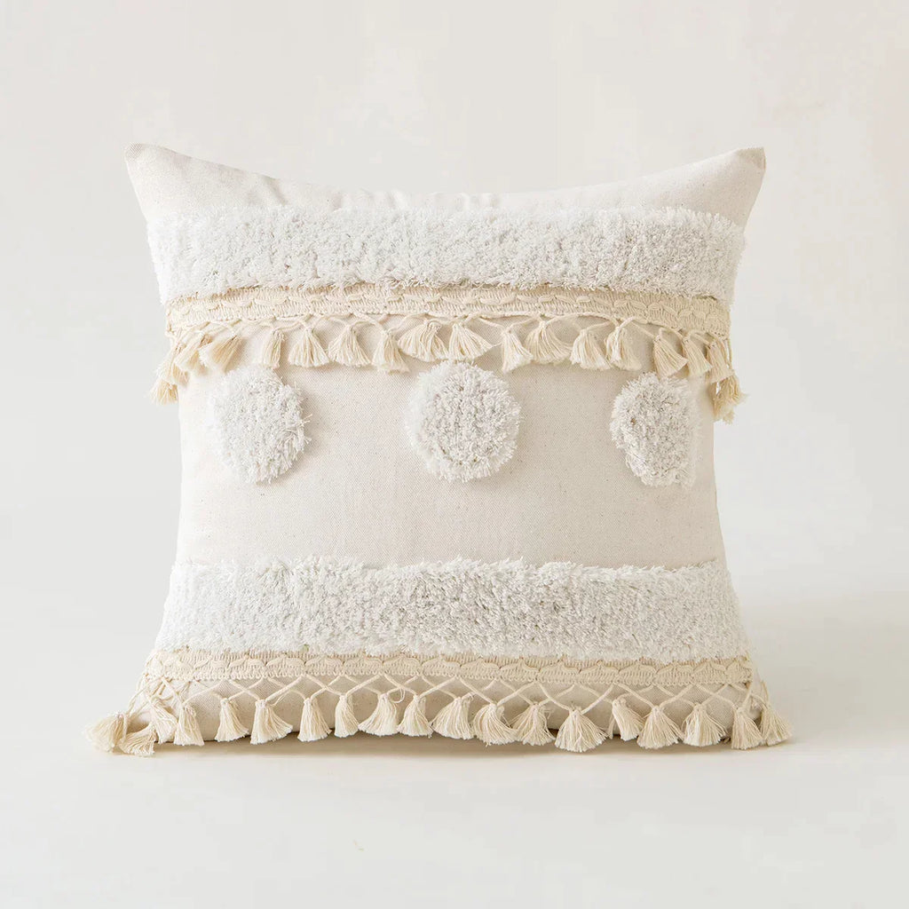 DecorBites™ Ivory Pompom Tassel Pillow Cover 45x45cm/30x50cm Home Decor Sofa Seasonable