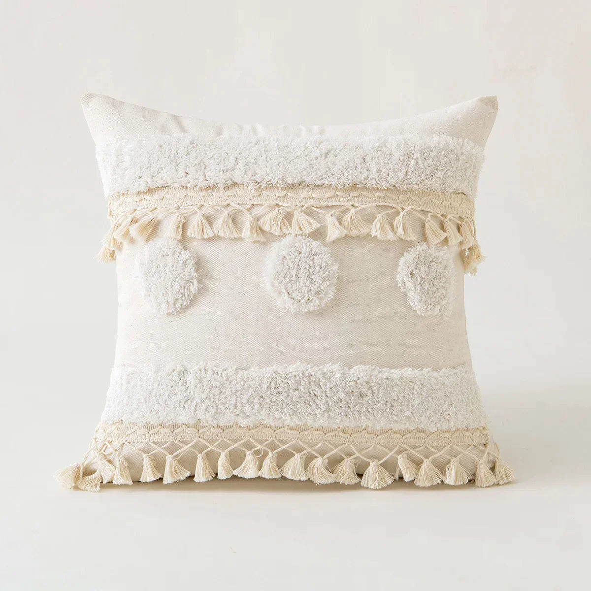 DecorBites™ Ivory Pompom Tassel Pillow Cover 45x45cm/30x50cm Home Decor Sofa Seasonable