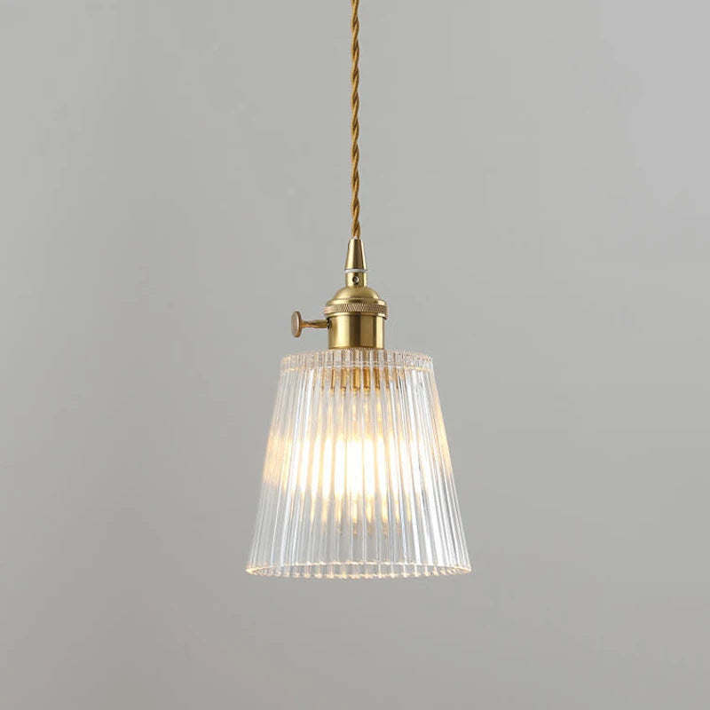 Vintage Nordic Striped Glass Pendant Light