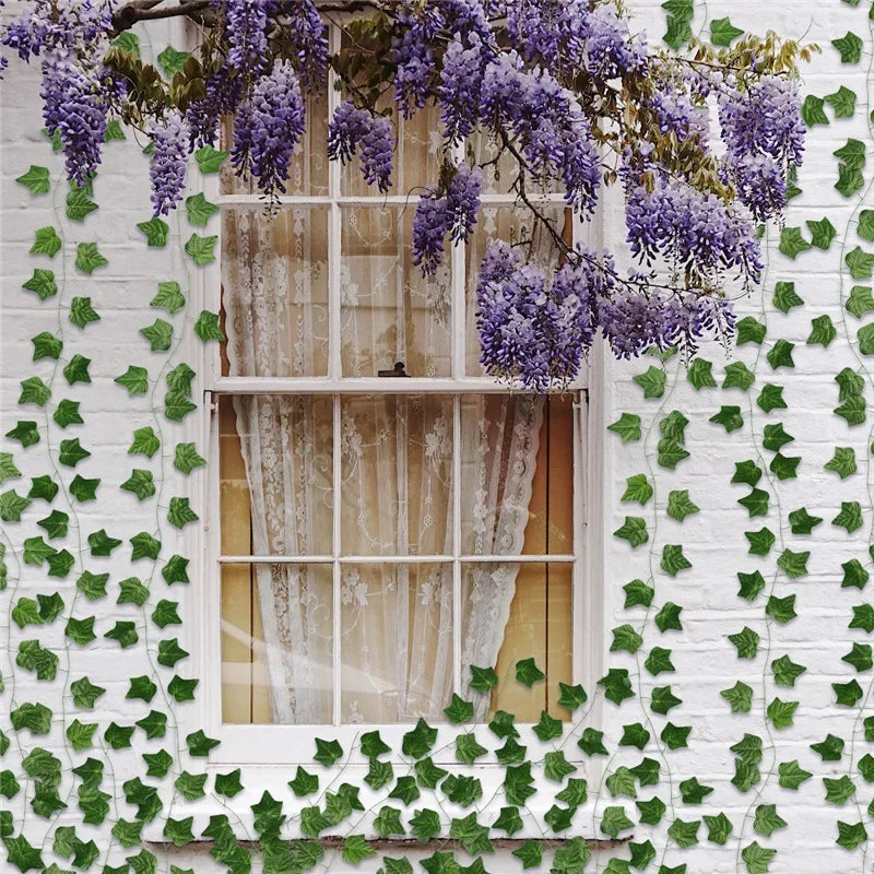 DecorBites™ 12 قطعة 2.2 متر من نبات اللبلاب الأخضر المتدلي للزينة على الحائط من النباتات الاصطناعية