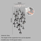 Smoke Gray Glass Multi-Light Staircase Pendant Light