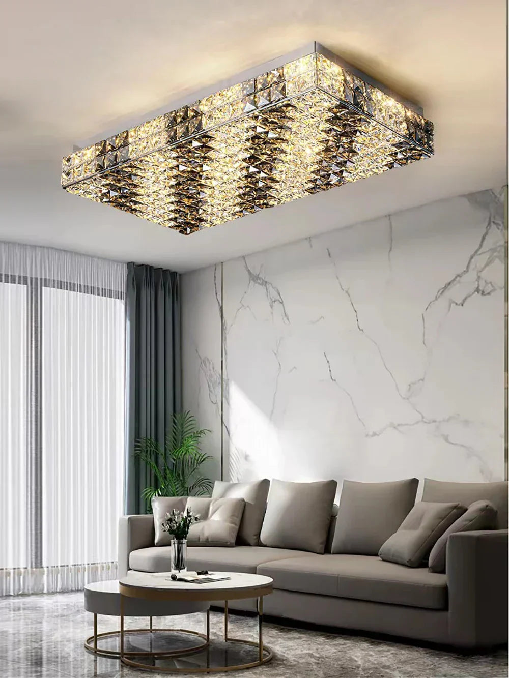 DecorBites™ Crystal LED Rectangle Chandelier for Elegant Home Decor
