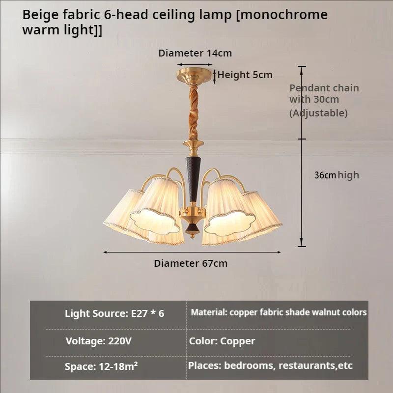 DecorBites™ Antique Copper Chandelier for Retro American Country Living Room and Dining Room