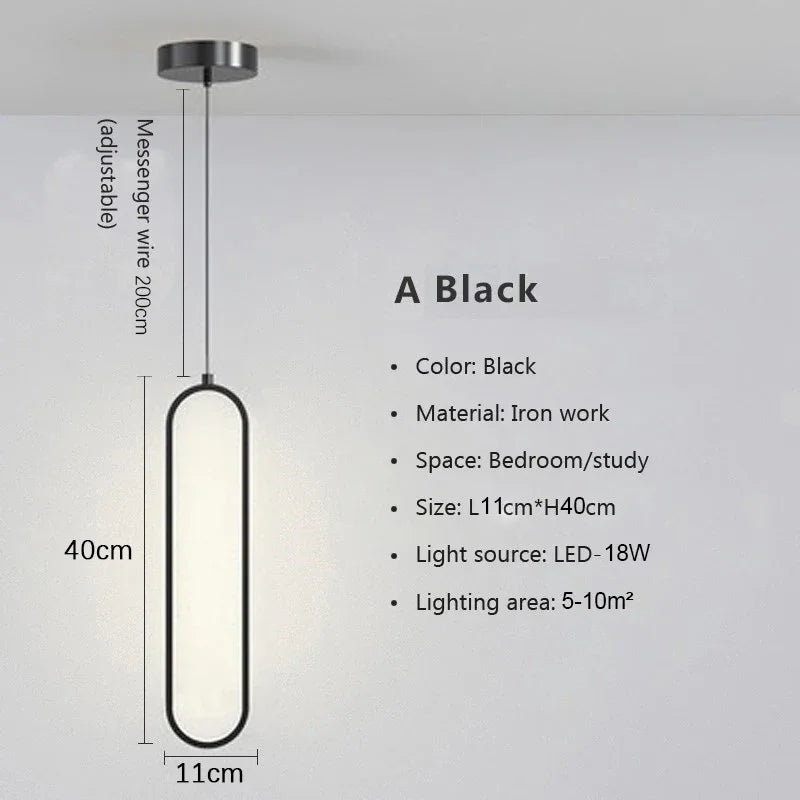 Nordic Black LED Pendant Light in Minimalist Aluminum