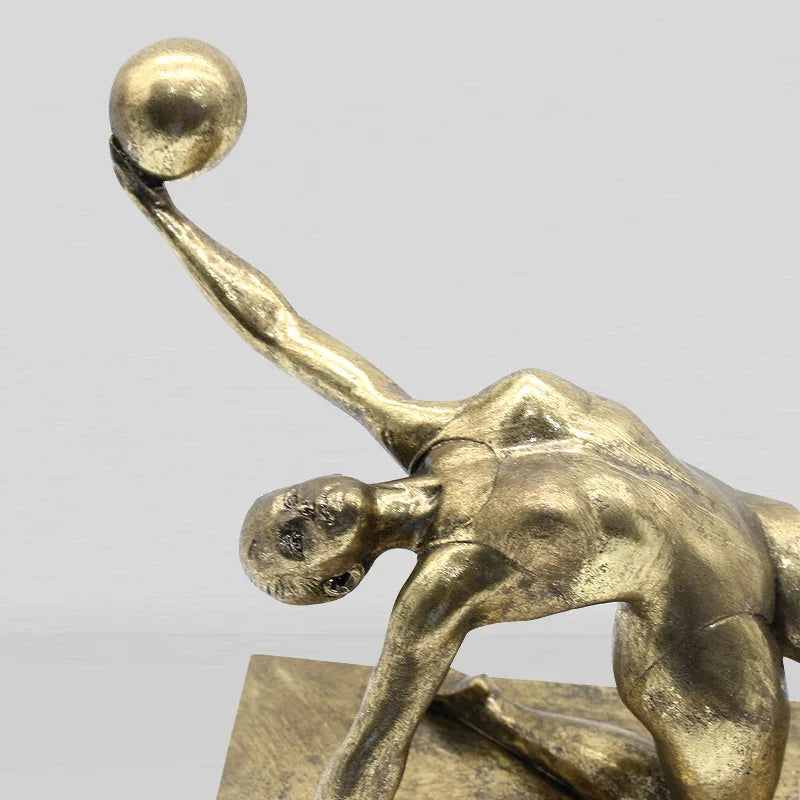 DecorBites™ Golden Gymnast Figurine Ball Decor Home Decoration Resin Handicrafts