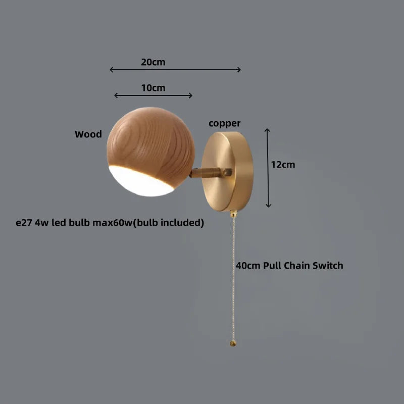 DecorBites™ LED Wall Sconce Light Fixture Walnut Base Modern Art Wandlamp