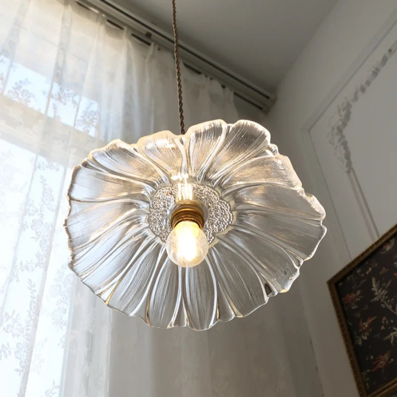 DecorBites™ Clear Glass Nordic LED Pendant Light Fixture with Brass Knob Switch
