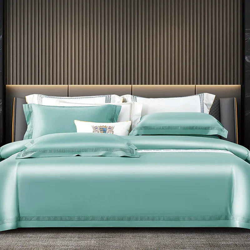 DecorBites™ Egyptian Cotton Duvet Cover Set, 1000TC Bedding: Quilt Cover, Sheet, Pillowcases
