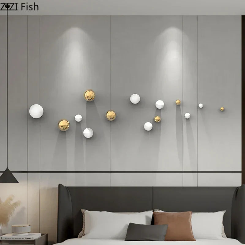 DecorBites™ كرات ذهبية معلقة للحائط، حِرف كروية، ديكور غرفة، قلادات عرض