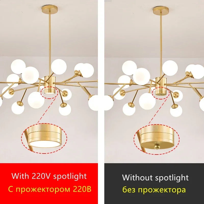 ثريا فرع زجاجية عصرية من DecorBites™ - تصميم حبة سحرية لغرفة المعيشة