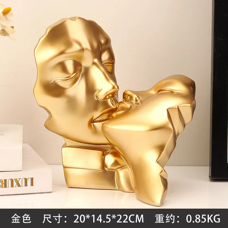 DecorBites™ Abstract Gold Head Couple Sculpture, Wedding Gifts & Home Decor