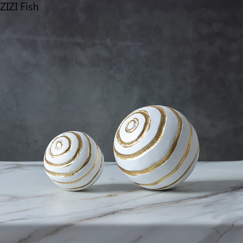 DecorBites™ Golden Texture Ball Geometric Sculpture - Abstract Desk Decoration
