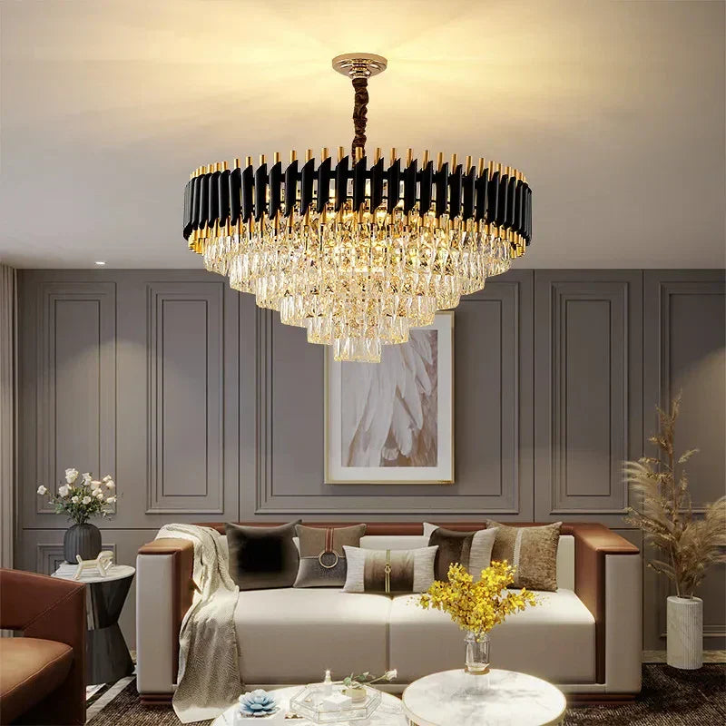 DecorBites™ Crystal LED Pendant Chandelier for Modern Living Spaces