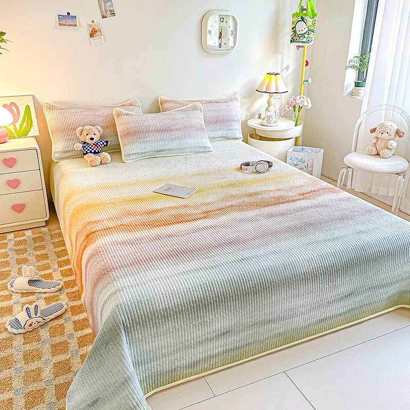 مفرش سرير فردي من DecorBites™ Dreamy Gradient: مانع للانزلاق، مرتبة مبطنة سميكة للاستخدام في الفصول الأربعة
