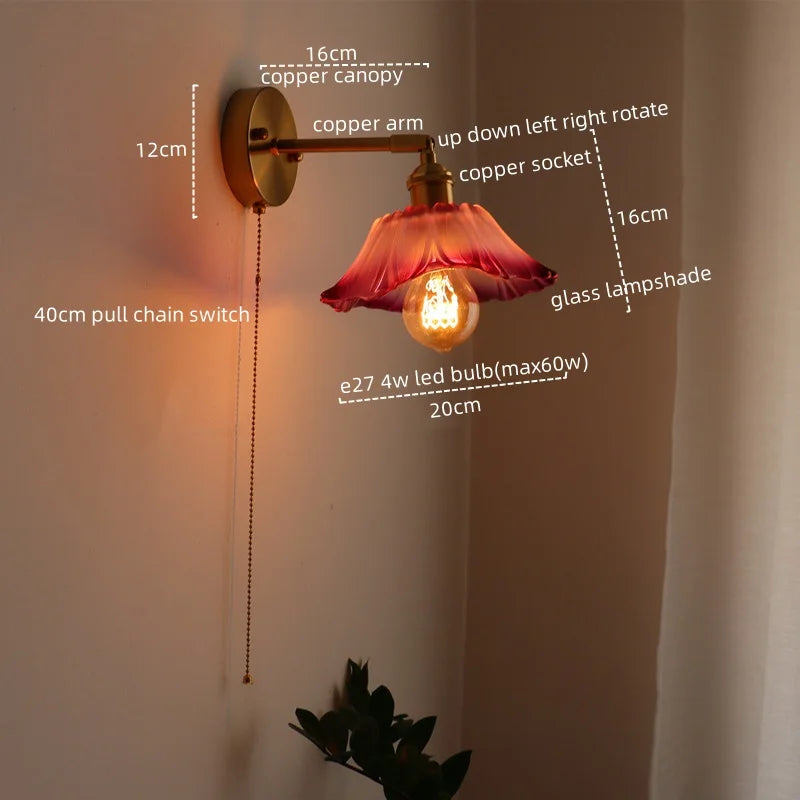مصباح جداري زجاجي نحاسي LED على الطراز الياباني من DecorBites™ للمطاعم والبارات وغرف النوم والحمامات