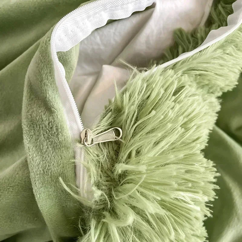 DecorBites™ Fluffy Faux Fur Bedding Set: Duvet Cover, Sheet, Pillowcase - Soft & Warm