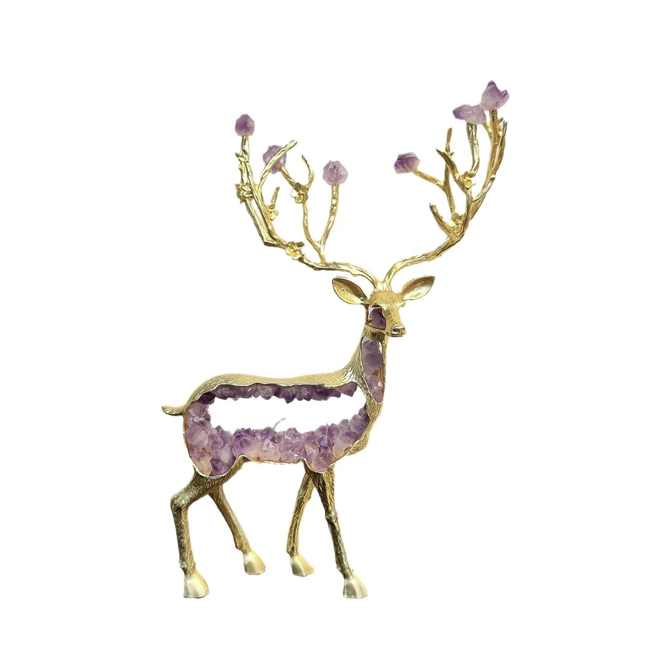 DecorBites™ Amethyst Deer Statue | Simulated Crystal Animal Sculpture for Home Décor