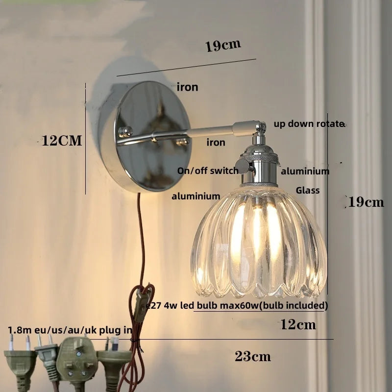 DecorBites™ Clear Glass Iron Wall Lamp - Dual Light Up Down Rotate for Home Décor