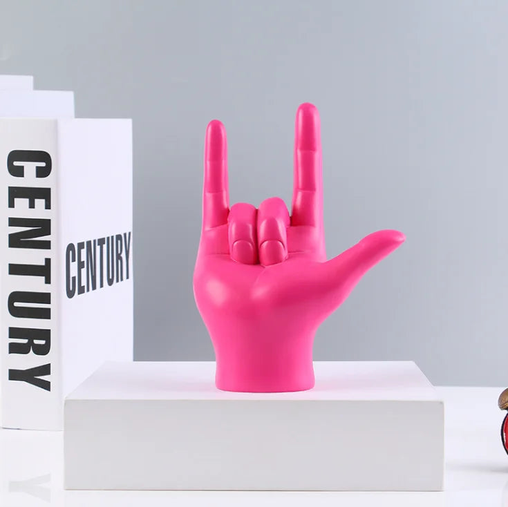 DecorBites™ Abstract Hand Love Sculpture: Nordic Style Resin Figurine for Home Decor