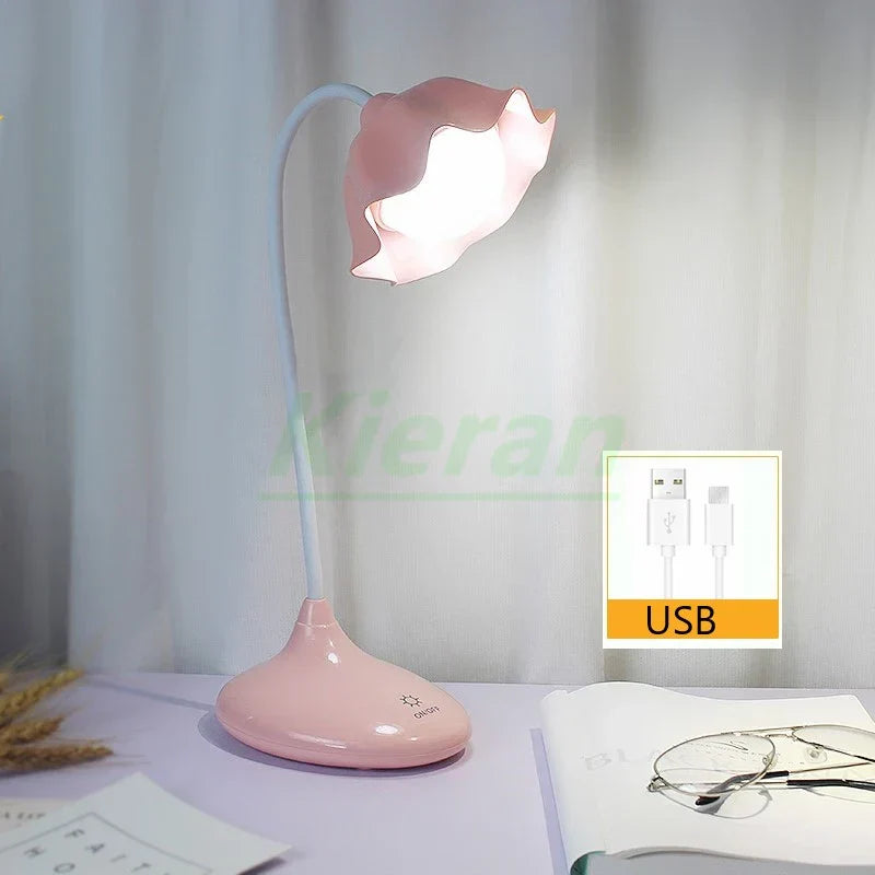 مصباح أرضي لوتس DecorBites™: مصباح مكتب LED حديث لغرفة النوم والدراسة وغرفة المعيشة