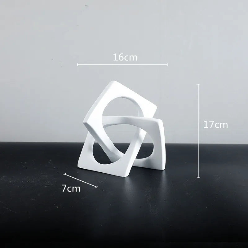 DecorBites™ Geometric Cross Square Ring Sculpture White - Home Decor Ornament
