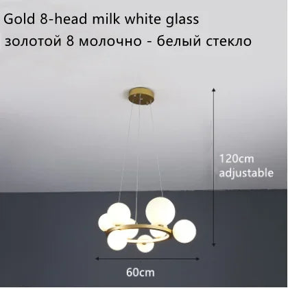 DecorBites™ Glass Ball LED Chandelier: Modern Nordic Style for Living, Dining, Kitchen, Study