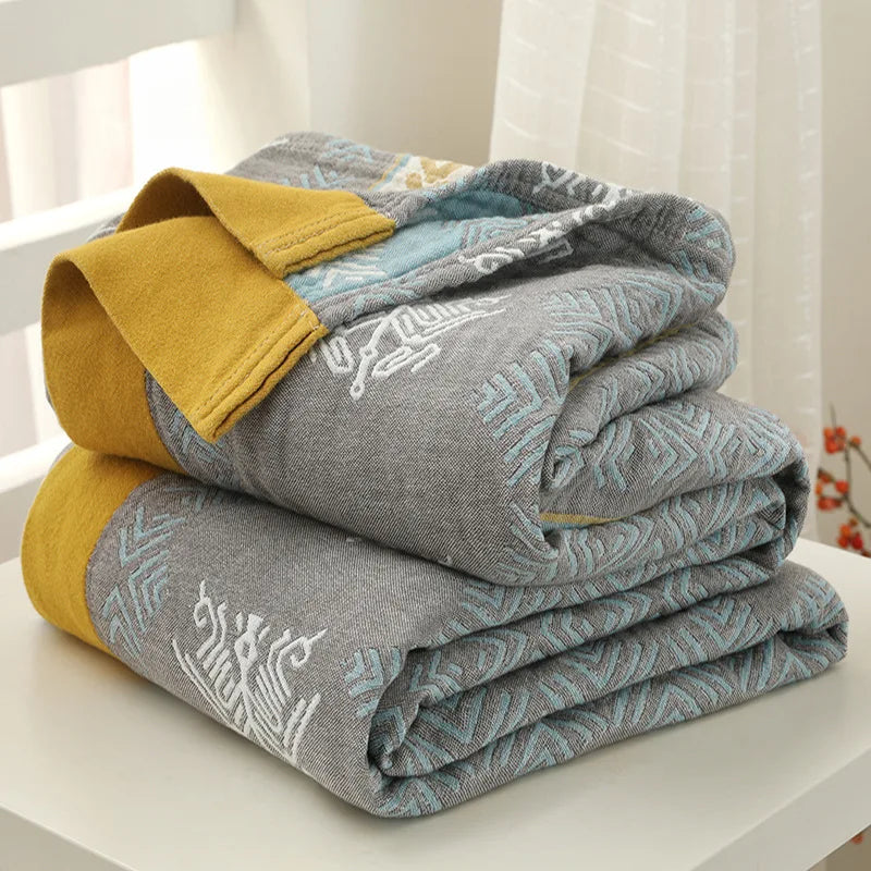 DecorBites™ 100% Cotton Stripe Gauze Towel Quilt - Double/Single - Summer Cool Sheet, Air Conditioning Blanket - Perfect for Travel & Home