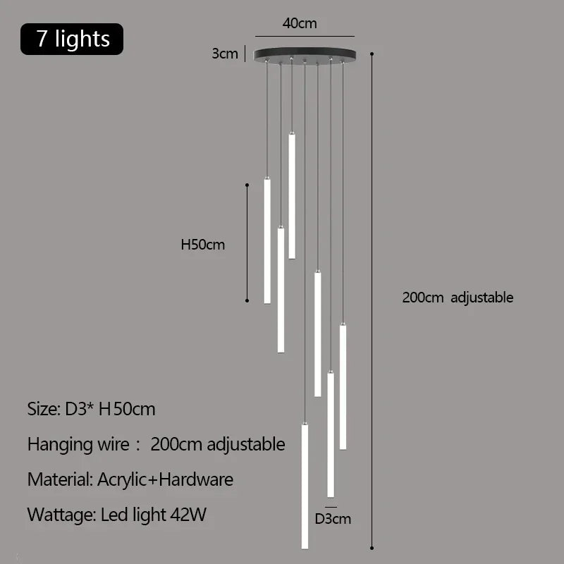 Acrylic Stair Pendant Lights for Modern Villa Decor - DecorBites™ Duplex Loft LED Chandelier