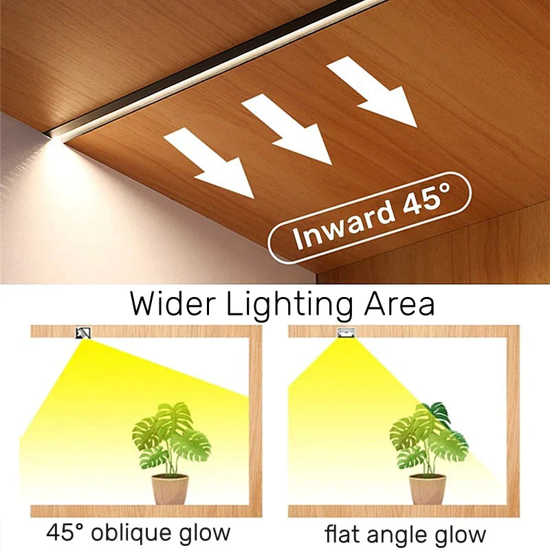 DecorBites™ 45° Backlight LED Aluminum Profile Bar with Silicone Diffuser Cover