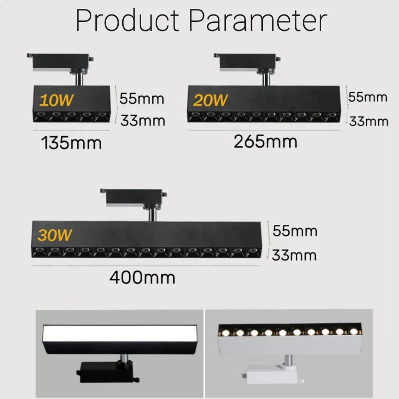 DecorBites™ 30W LED Linear Grille Track Spotlights for Living Room and Store Track Lighting
