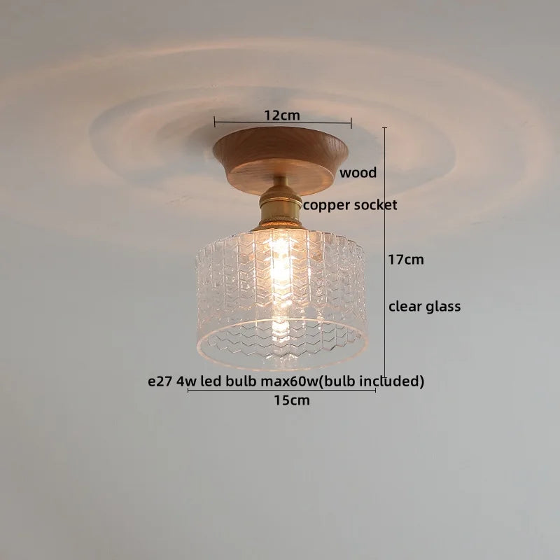DecorBites™ Glass Wood LED Ceiling Lamp for Home Lighting and Decoration
