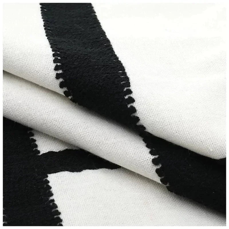 DecorBites™ Embroidered Burlap Cushion Cover | Black White Gray Pillow Cover 45x45cm