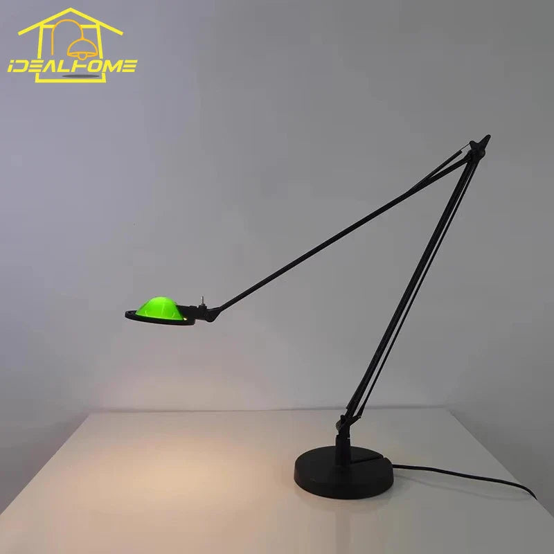 DecorBites™ Industrial Black/Chrome LED Rocker Arm Desk Light with Adjustable Arm