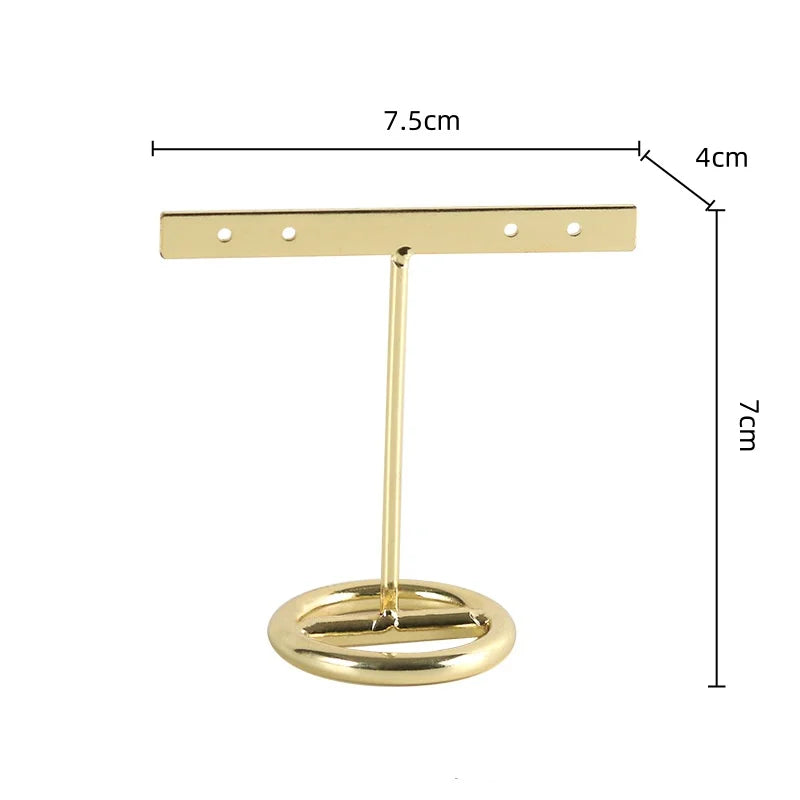 DecorBites™ Golden Geometric Jewelry Display Rack - Desktop Storage & Home Decoration