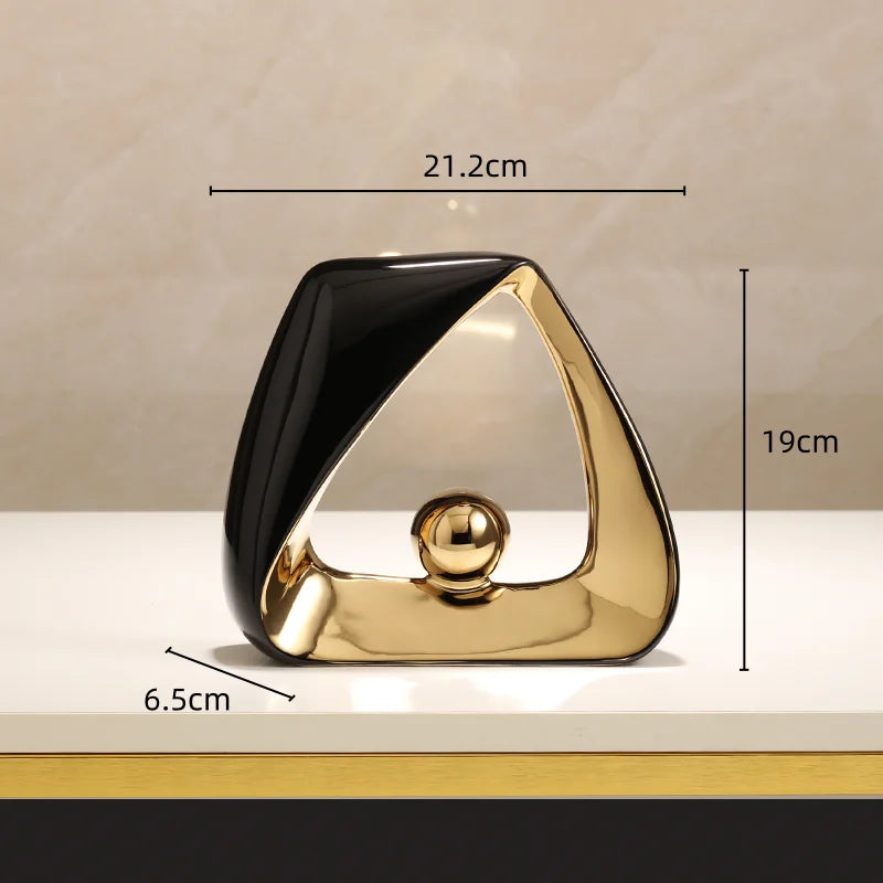 DecorBites™ Geometric Triangles Golden Ball Skeleton Sculpture: Abstract Home Decor Figurine