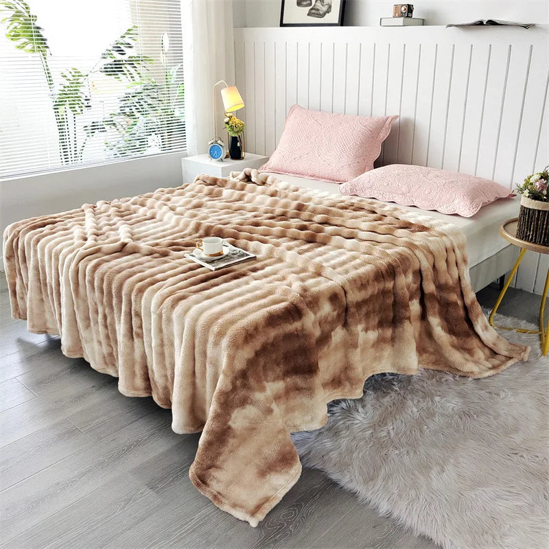 DecorBites™ Cozy Gradient Bubble Fleece Throw Blanket, Plush All-Season Nap Blanket