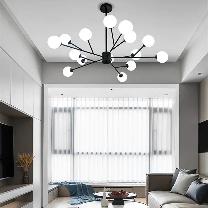 ثريا فرع زجاجية عصرية من DecorBites™ - تصميم حبة سحرية لغرفة المعيشة