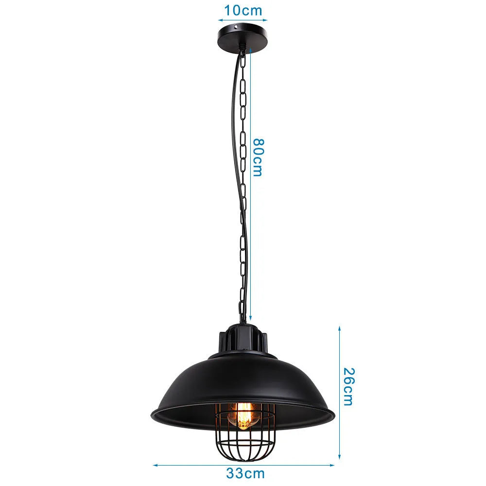 Vintage Black Metal Dome Pendant Light